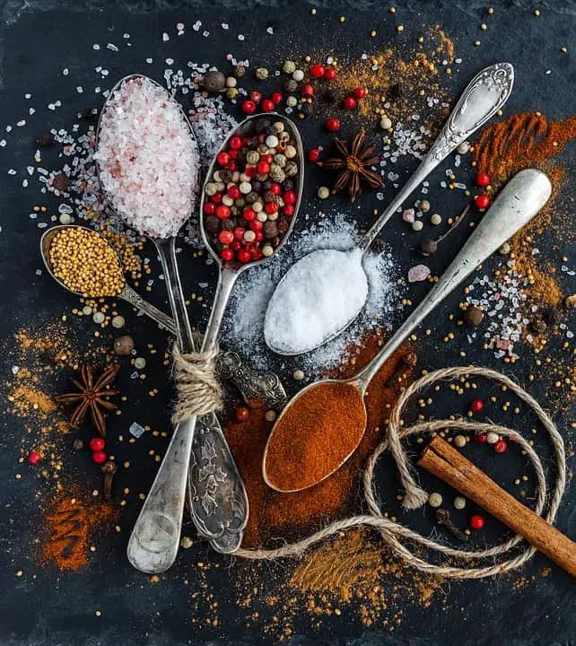 Spices and Condiments in the spoons
