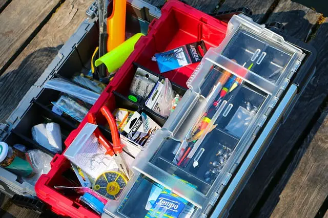 tackle box containing different fishing accessories